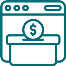 Online payment icon with dollar coin
